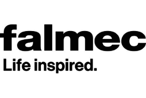 Küchenstudio Das Falmec-Logo auf weißem Hintergrund.